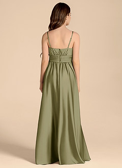 Azazie Catalina Junior Vestido de Pistacho de Satén Elástico de Corte en A con Escote de Corazón image2