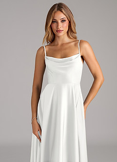 Azazie Elle Brudepigekjoler En streg Plisseret Stræk satin Gulv-længde Kjole image2