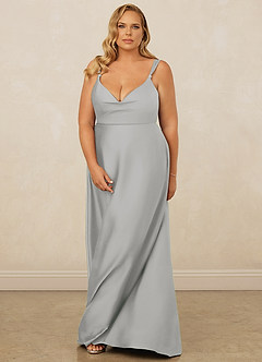 Christian Siriano Bridal for Azazie 1001 Robes de demoiselle d'honneur Robe Trapèze en Satin extensible Encolure en Forme de Cœur Argent image15