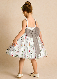 Azazie Peppa Flower Girl Dresses Ivory Taupe A-Line Sweetheart Neckline Tulle Dress image5