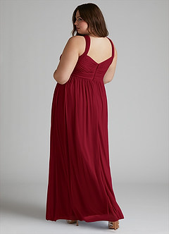 Azazie Hillian Robes de demoiselle d'honneur Robe Trapèze en Maille Dos nu plissé Bourgogne image12