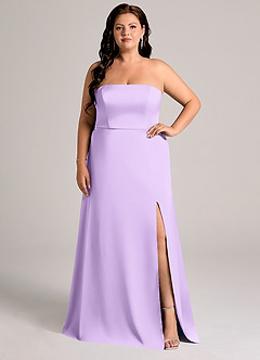 Azazie Wren Bridesmaid Dresses Lilac A-Line Strapless Stretch Satin Convertible Dress image1