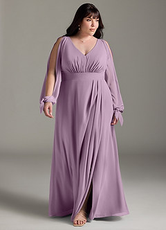 Azazie Matilda Bridesmaid Dresses Wisteria A-Line Long Sleeve Chiffon Dress image14
