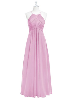 Azazie Ginger Bridesmaid Dresses Candy Pink A-Line Halter Pleated Chiffon Dress image6