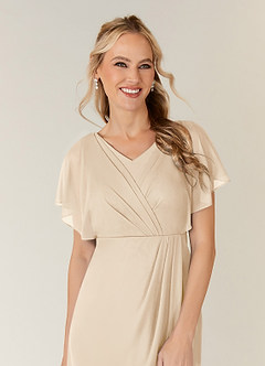 Azazie Waverly Mother of the Bride Dresses Champagne Sheath Pleated Mesh Dress image5