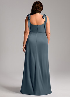 Azazie Frostine Bridesmaid Dresses Twilight A-Line Bow Stretch Satin Dress image13