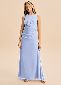 Azazie Floris Junior Robe Trapèze en Mousseline de soie Plissée Eis image4