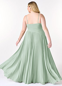 Azazie Vini Bridesmaid Dresses Agave A-Line V-Neck Pleated Chiffon Dress image9