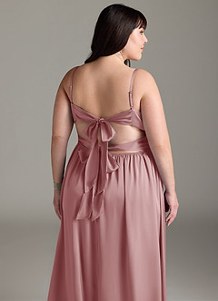 Azazie Zeya Bridesmaid Dresses Dusty Rose A-Line Pleated Stretch Satin Dress image15