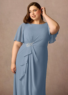 Azazie Rain Mother of the Bride Dresses Dusty Blue Sheath Beaded Chiffon Dress image12