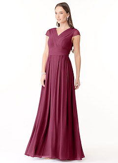 Azazie Organa Bridesmaid Dresses Mulberry A-Line Pleated Chiffon Dress image3
