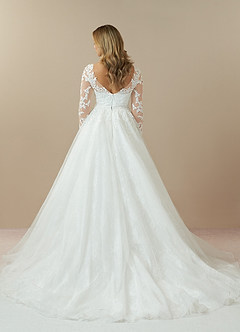 Diamond White/Nude Azazie Nylah A-Line Sequins Tulle Chapel Train Dress ...