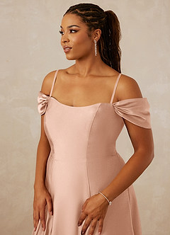 Christian Siriano Bridal for Azazie 1002 Bridesmaid Dresses Rose Gold A-Line Off the Shoulder Stretch Satin Convertible Dress image9
