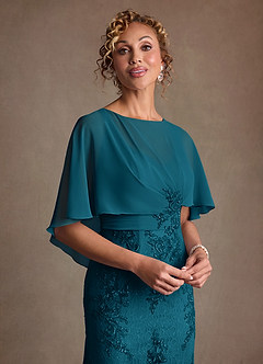 Azazie Amrita Mother of the Bride Dresses Ink Blue Mermaid Lace Chiffon Dress image5