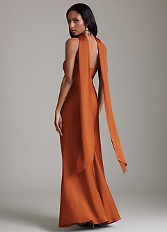 Azazie Saylor Brudtärnklänningar Klä av Sjöjungfru i Stretch Satin Axelbandslös Kanel image8