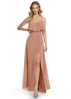 Azazie Jean Bridesmaid Dresses Champagne Rose A-Line Chiffon Convertible Dress image1