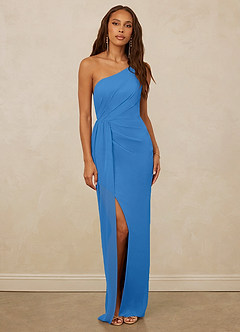Christian Siriano Bridal for Azazie 1003 Bridesmaid Dresses Blue Jay Sheath One Shoulder Chiffon Dress image1