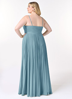 Azazie Vini Bridesmaid Dresses Moody Blue A-Line V-Neck Pleated Chiffon Dress image8