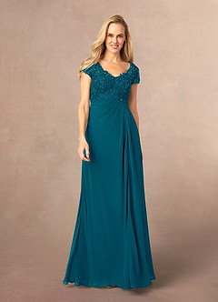 Azazie Jetta Mère de la mariée Robes Robe Trapèze en Mousseline de soie Paillettes Bleu Encre image1