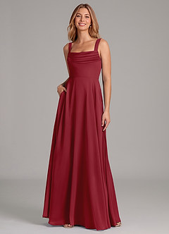 Azazie Shaude Robes de demoiselle d'honneur Robe Trapèze en Mousseline de soie Plissée Grenade image3