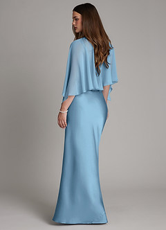 Azazie Ambra Bridesmaid Dresses Steel Blue Mermaid Pleated Stretch Satin Dress image2