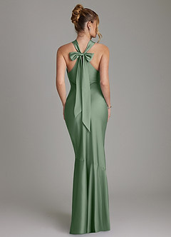 Azazie Reign Brudtärnklänningar Klä av Sjöjungfru i Stretch Satin Plisserad Matcha image2