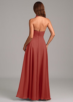Azazie Elizabeth Bridesmaid Dresses Terracotta A-Line Pleated Chiffon Dress image2