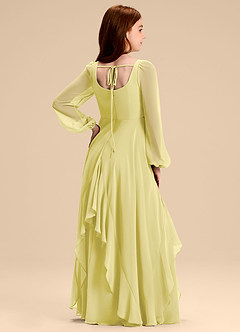 Azazie Clara Junior Lemon Sorbet A-Line Blouson Chiffon Dress image8
