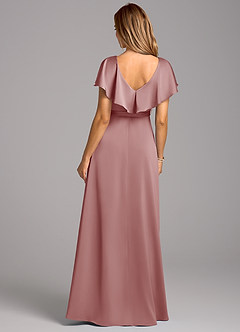 Azazie Lainey Kleider zum Anprobieren zu Hause A-Linie mit Taschen Stretch-Satin Kleid Agave image2