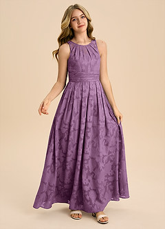 Azazie Bibiane Junior Klä av A-Line i Blommig Utbrändhet Plisserad image5