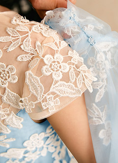 Azazie Dandelion Flower Girl Dresses Sky Blue Ball-Gown Lace Dress image8