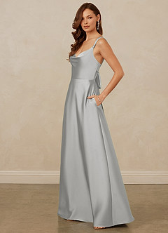 Christian Siriano Bridal for Azazie 1001 Robes de demoiselle d'honneur Robe Trapèze en Satin extensible Encolure en Forme de Cœur Argent image4