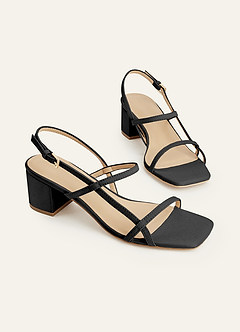 front Sandalen met blokhak van metallic satijn in bijpassende kleur