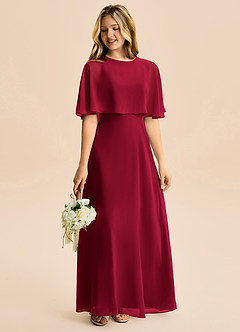 Azazie Maris Junior Abito A-Line in Chiffon Borgogna image6