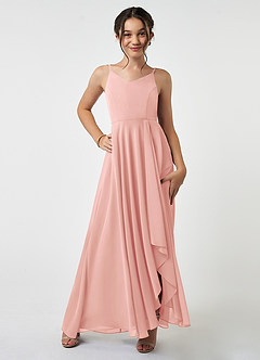 Azazie Collette Junior Rosette A-Line Ruched Chiffon Dress image1