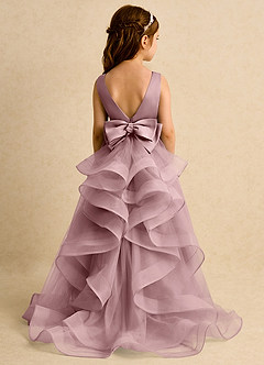 Azazie Lior Flower Girl Dresses Dusty Rose Ball-Gown Pleated Tulle Dress image7