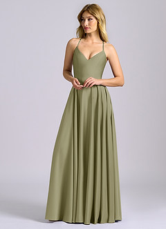 Azazie Truce Bridesmaid Dresses Pistachio A-Line Stretch Satin Dress image4