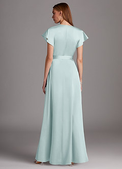 Azazie Nico Bridesmaid Dresses Mist A-Line V-Neck Stretch Satin Dress image3