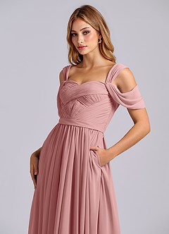 Azazie Koa Final Sale Dusty Rose A-Line Off the Shoulder Chiffon Dress image7