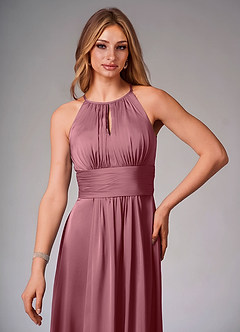 Azazie Bonnie Brautjungfernkleider A-Linie Plissee Stretch-Satin Kleid Wüstenrose image5