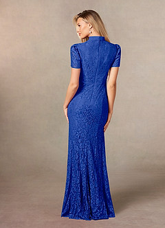 Azazie Carleannia Abiti per la Madre della Sposa Abito Sirena in Chiffon Pizzo Blu Reale image4