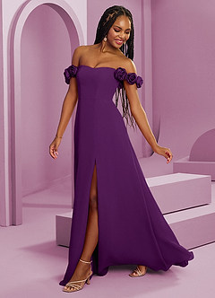 Barbie ♥ Azazie Bridesmaid Dresses Grape A-Line Off the Shoulder Chiffon Convertible Dress image7