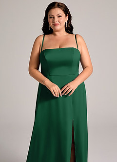 Azazie Wren Abiti da Damigella Abito Convertibile A-Line in Raso Elasticizzato Senza Cinturino Verde Scuro image11