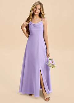 Azazie Gia Junior Lilac A-Line Pleated Chiffon Dress image6