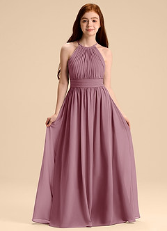 Azazie Malone Junior Robe Trapèze en Mousseline de soie Plissée Mauve Vintage image1