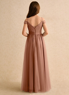Azazie Yuna Girls Formal Abiti da Ragazza di Fiori Abito A-Line in Tulle Spalle Scoperte Bronzo image2