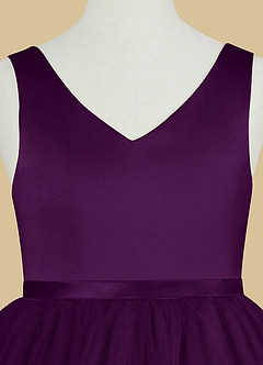 Azazie Marybell Flower Girl Dresses Grape A-Line Bow Tulle Dress image8