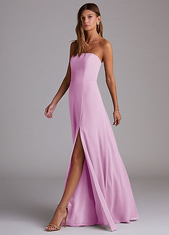 Azazie Wren Bridesmaid Dresses Candy Pink A-Line Side Slit Chiffon Convertible Dress image4