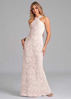 Azazie Doretta Bridesmaid Dresses Blushing Pink Mermaid Pleated Floral Burnout Dress image5
