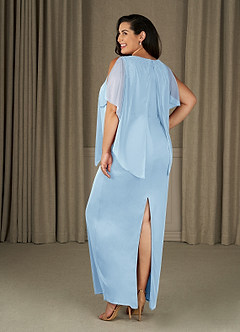 Azazie Aspyn Mother of the Bride Dresses Sky Blue Sheath Beaded Mesh Dress image10